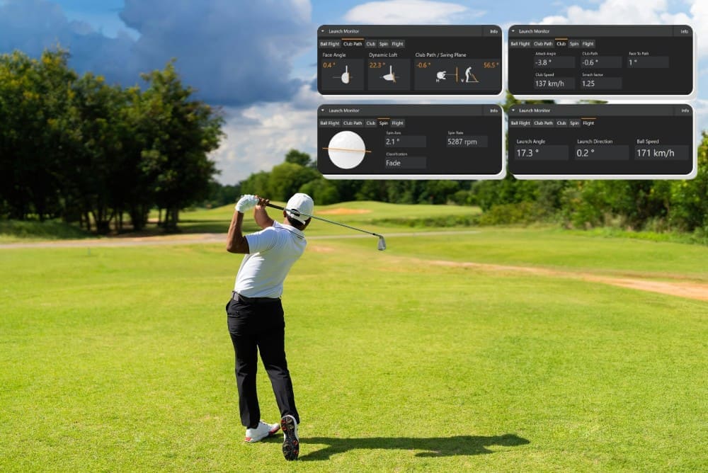 Golfeur utilisant un outil pour analyser son swing pour progresser