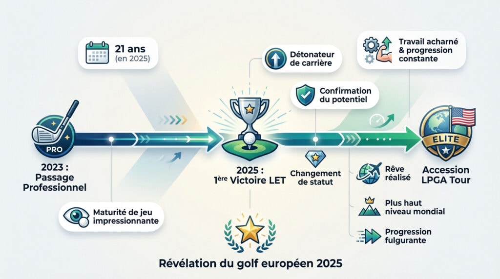 Nastasia Nadaud célébrant sa montée en puissance sur le circuit de golf professionnel