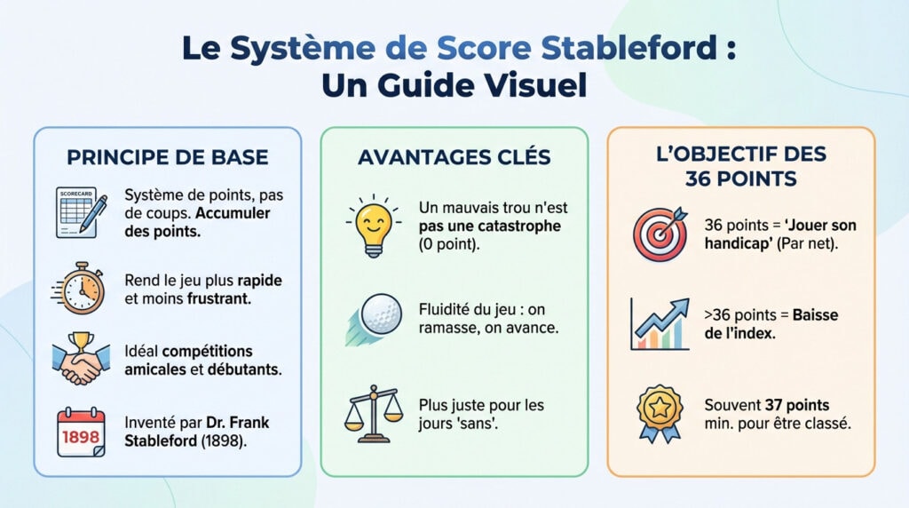 Tableau explicatif des points au golf selon la méthode Stableford
