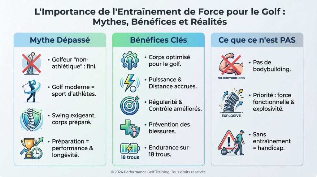 Golfeur effectuant un exercice de renforcement musculaire pour améliorer son swing