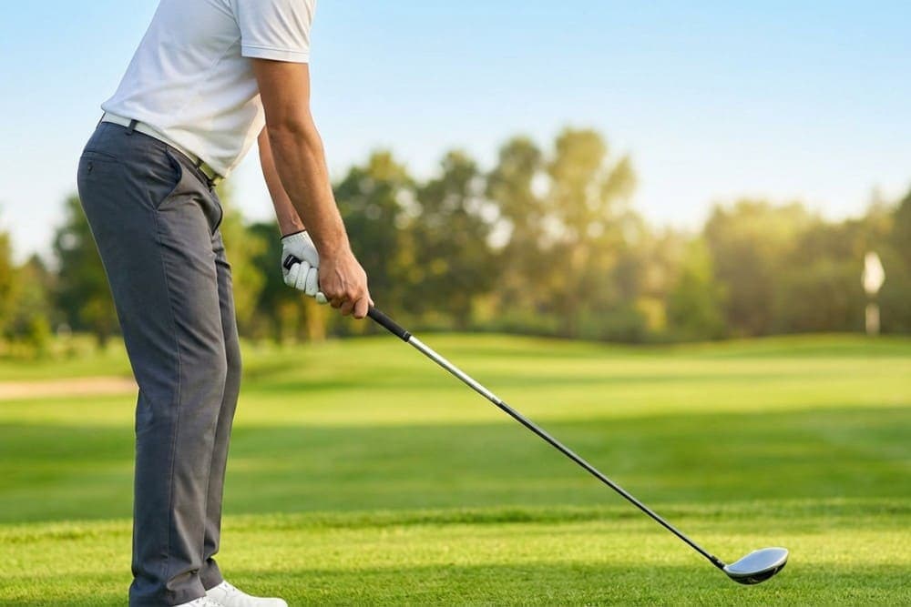 Posture parfaite pour bien tenir son club de golf sur le green pour éviter les tops et les grattes au golf