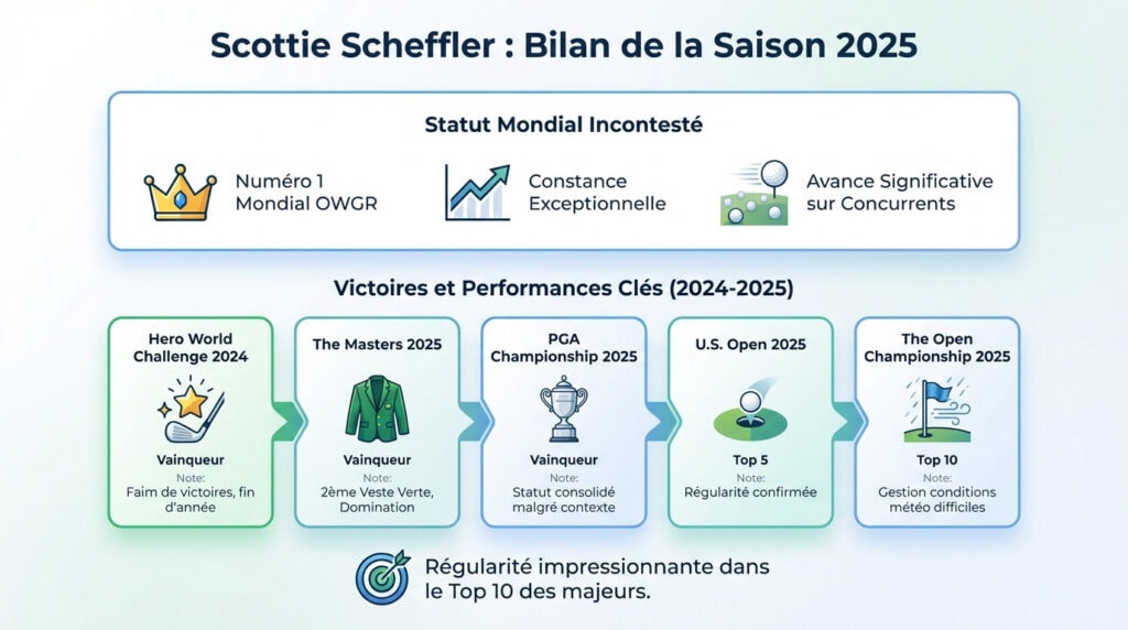 Scottie Scheffler célébrant une victoire majeure lors de la saison 2025