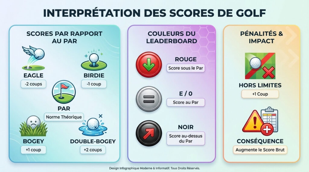 Tableau d'interprétation des scores de golf en stroke play