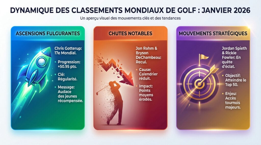 Analyse en détail des mouvements du classement mondial de golf masculin en janvier 2026