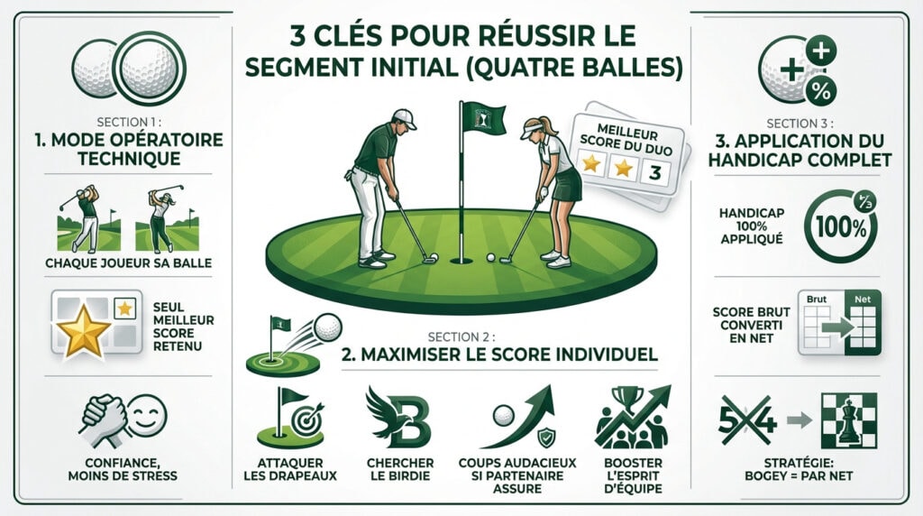 Binôme de golfeurs jouant en équipe sur le parcours en formule de jeu Patsome golf