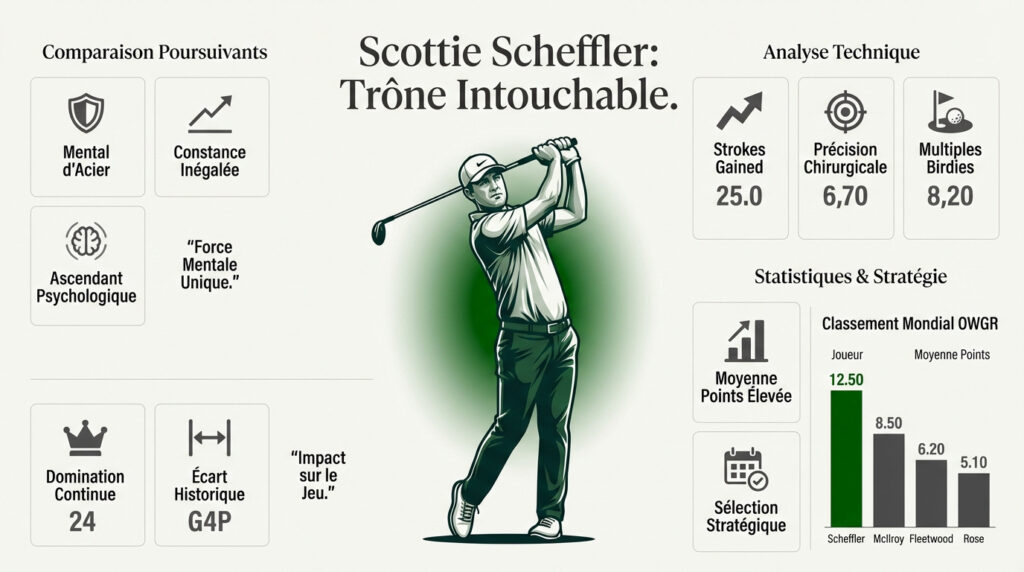 Scottie Scheffler en pleine démonstration de force sur le circuit PGA pour le classement mondial golf 2026