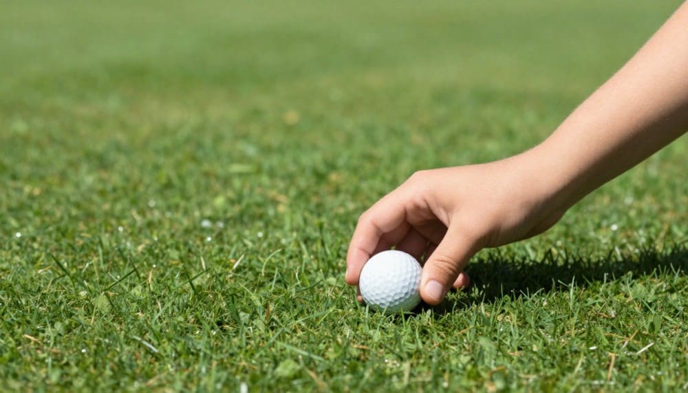 Enfant ramassant sa balle de golf enfant