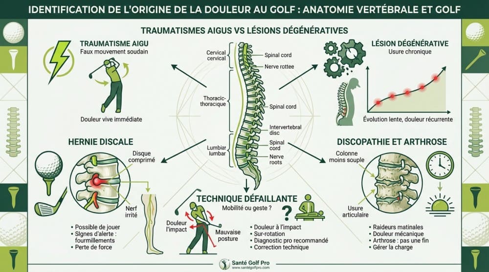 Infographie montrant en détail exercice dos golfeur prévention lombaires renforcement mal de dos golf