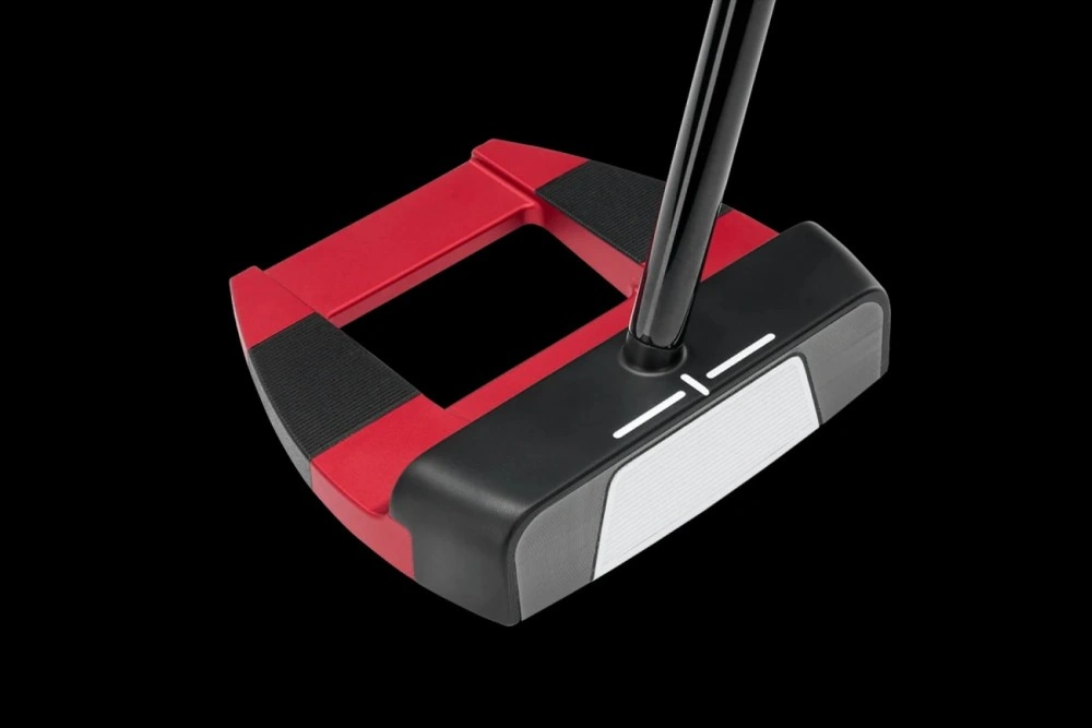Putter Odyssey Square 2 Square Tri-HOT Jailbird Zero Torque avec alignement Versa rouge et noir signature