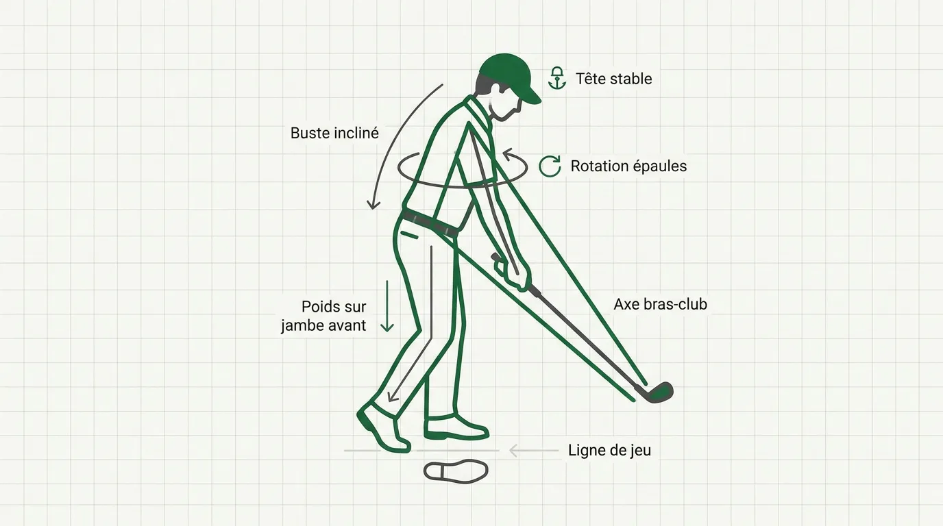 Fondamentaux d'une approche au golf : posture, alignement, point de chute et impact
