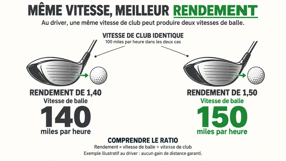MÊME VITESSE, MEILLEUR RENDEMENT : au driver, une même vitesse de club peut produire deux vitesses de balle.