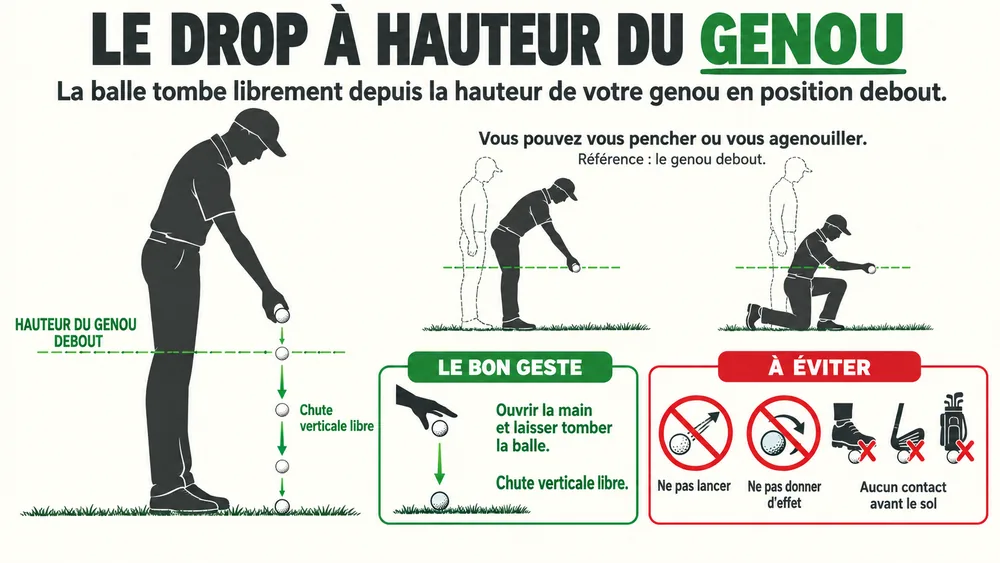 LE DROP À HAUTEUR DU GENOU : la balle tombe librement depuis la hauteur de votre genou en position debout.